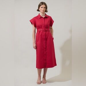 Sugarlips Red Midi Shirt Dress